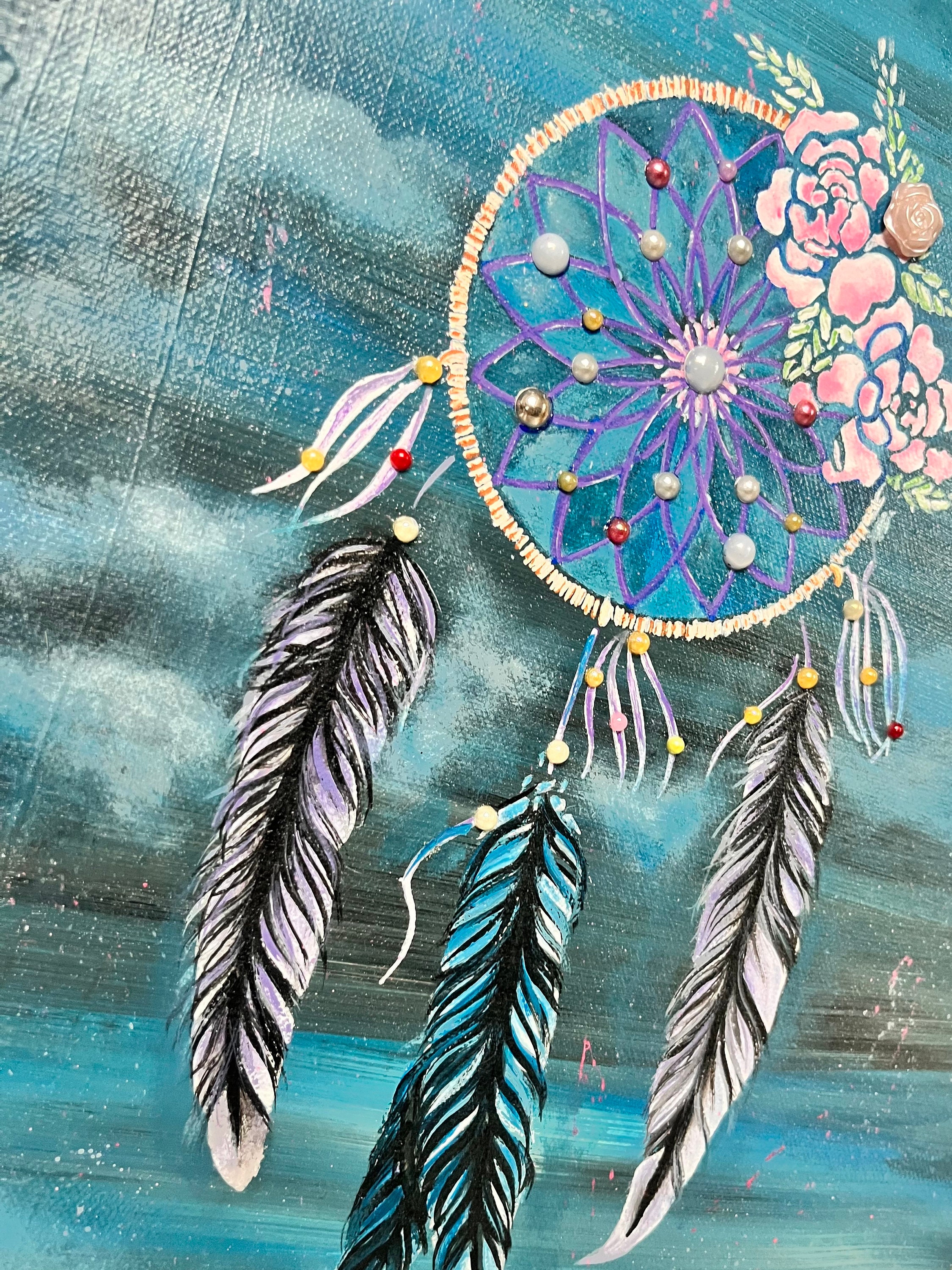 Acrylic Painting on Canvas Dreamcatcher Hand Painted Dream Catcher