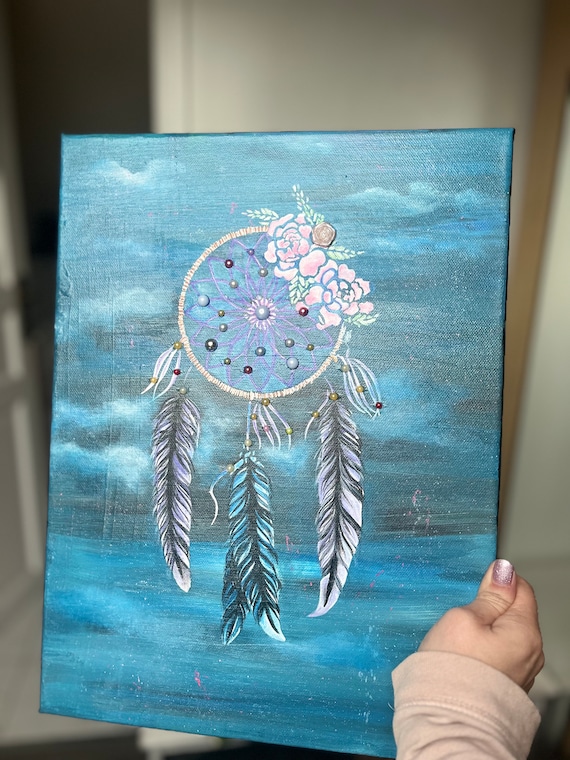Acrylic Painting on Canvas Dreamcatcher Hand Painted Dream Catcher