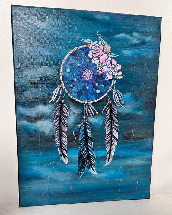 Acrylic Painting on Canvas Dreamcatcher Hand Painted Dream Catcher