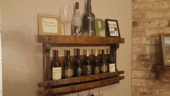 Bar Wall Mount Reclaimed Pallet Wood Solid Oak Wine Etsy