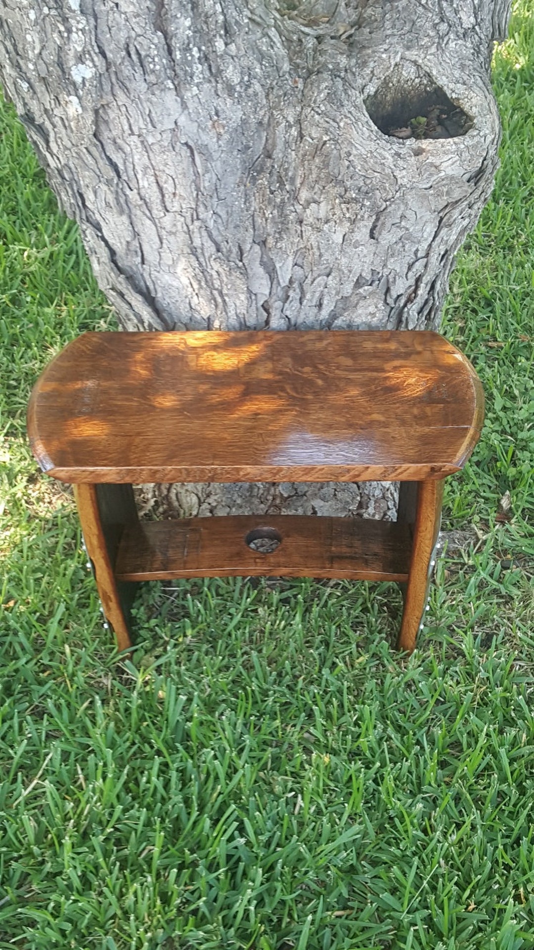Wine Barrel Foot Rest/stool/seat/side Table Solid Oak Stained and