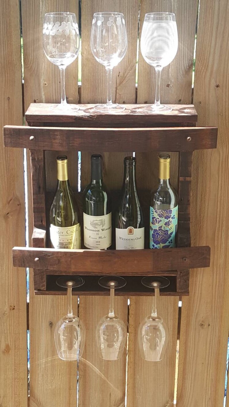 Mini Bar Wall Mount Reclaimed Pallet Wood Solid Oak Wine Barrel Staves Free