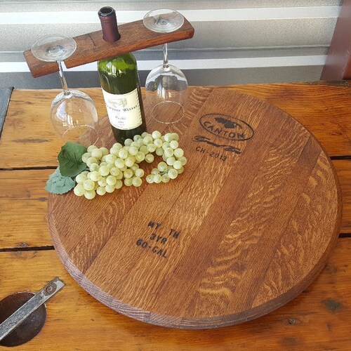 Wine Barrel Lazy Susan Handmade Small Etsy