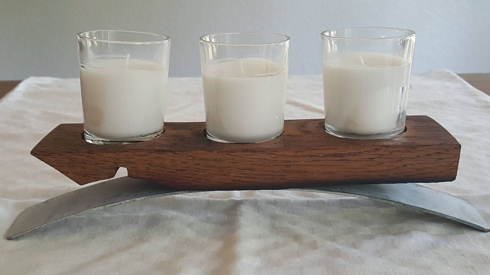 Wine Barrel Stave 3Candle Holder with Barrel Ring Base Etsy