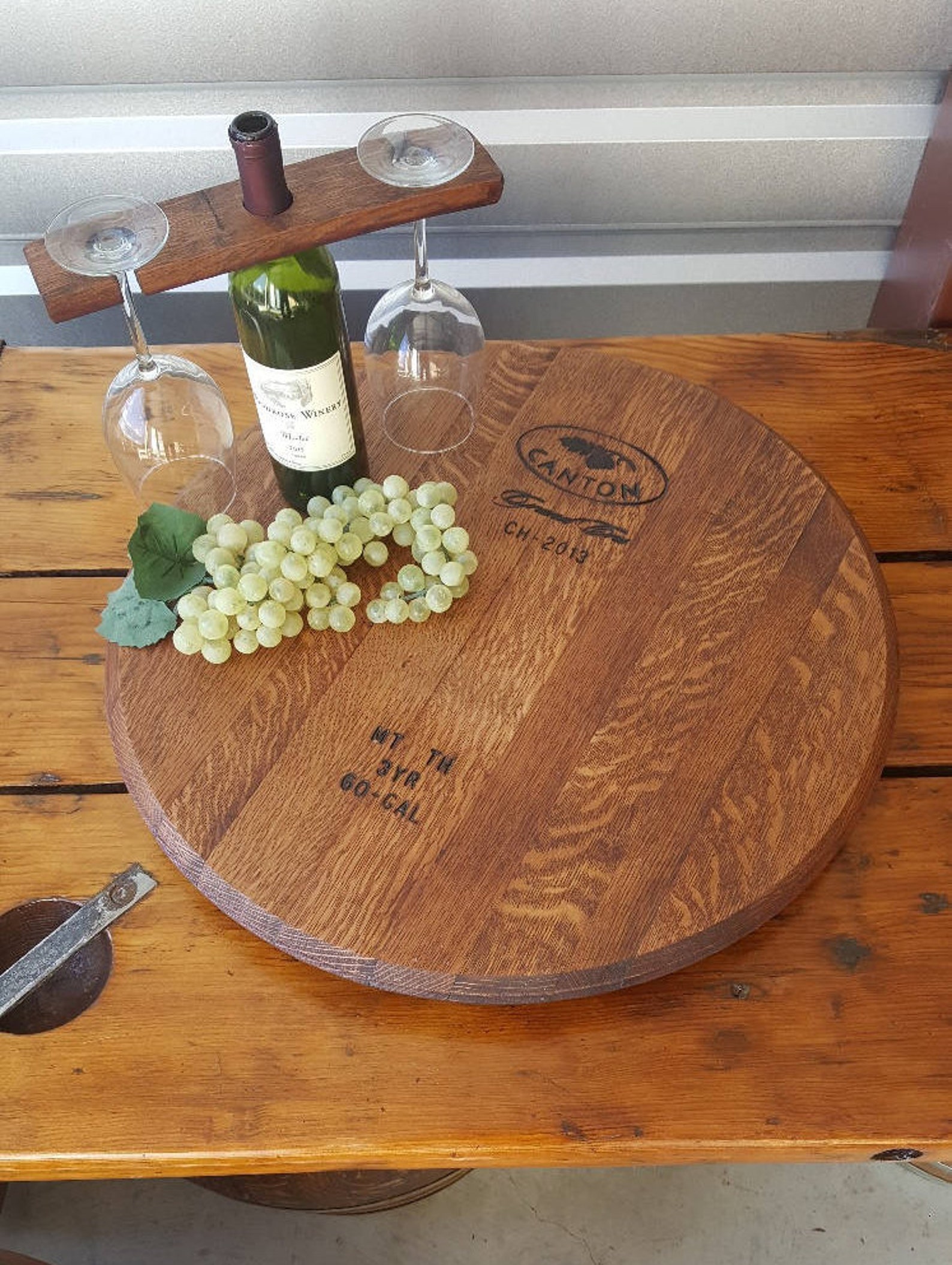 Wine Barrel Lazy Susan Barrel Head Lazy Susan. FREE SHIPPING Etsy