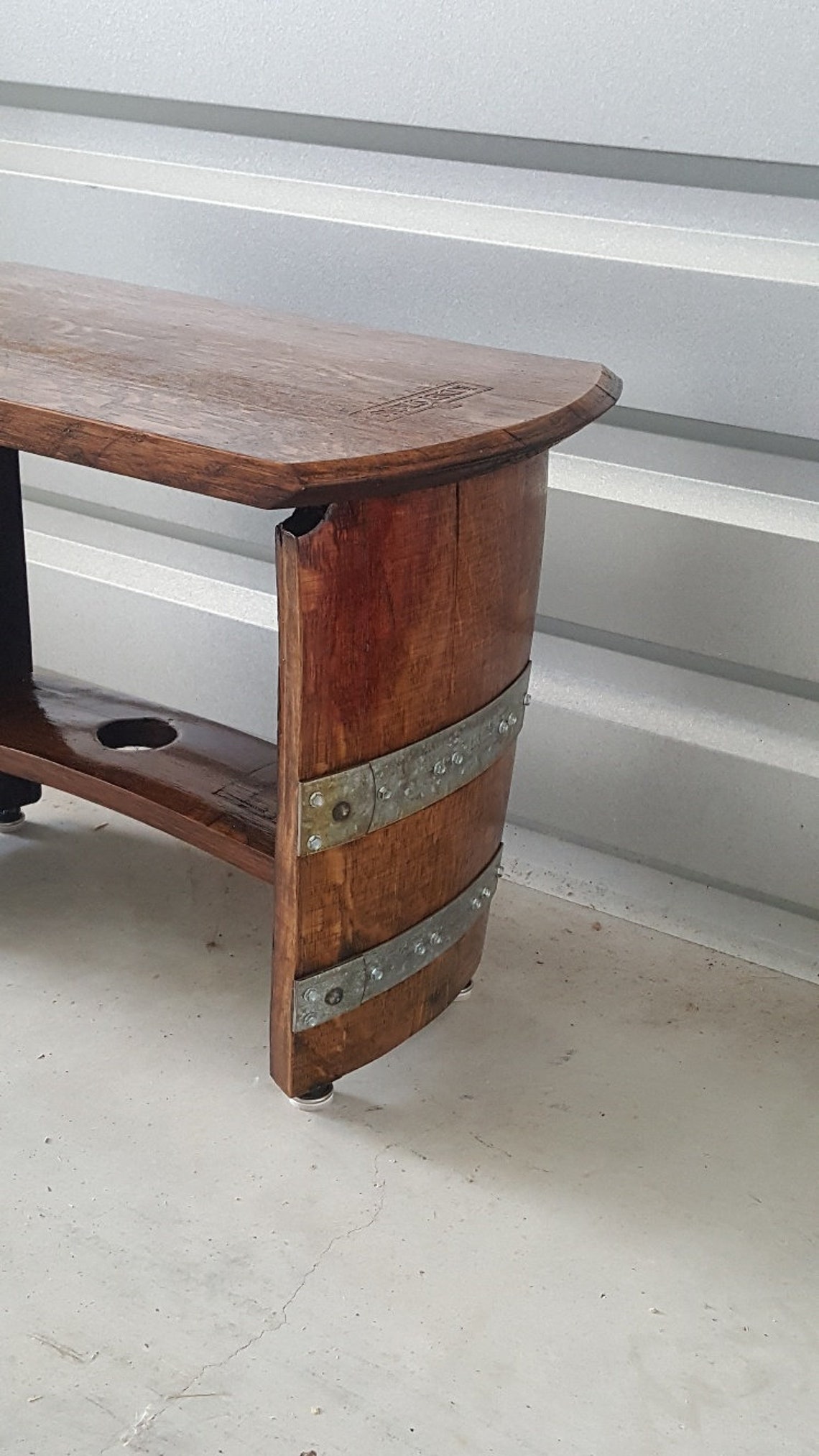 Wine Barrel Foot Rest/Stool/Seat/Side Table solid oak stained Etsy