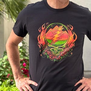 Grateful Dead Scarlet Fire Stealie T-Shirt – Unisex Deadhead Shirt, Band Tee, Music Festival Top, Licensed Apparel