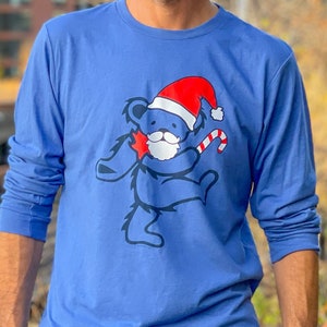 Grateful Dead Santa Bear Unisex Long Sleeve T, Grateful Dead Shirt, Grateful Dead Dancing Bear Shirt