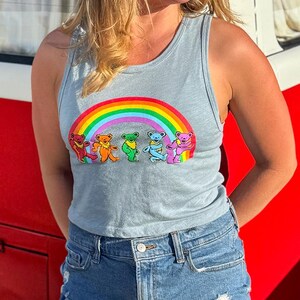 Grateful Dead Rainbow Bears Muscle Crop Tank