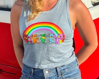 Grateful Dead Rainbow Bears Muscle Crop Tank