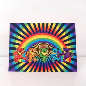 Grateful Dead Rainbow Bears Card - Dancing Bears Greeting Card, Deadhead Card, Music Fan Card, Licensed Grateful Dead Gift