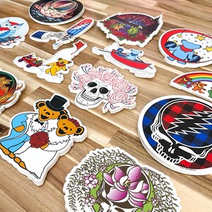 Grateful Dead Wedding Bears Sticker – Dancing Bear Bride Groom Decal, Deadhead Wedding Gift, Vinyl Laptop Water Bottle Sticker