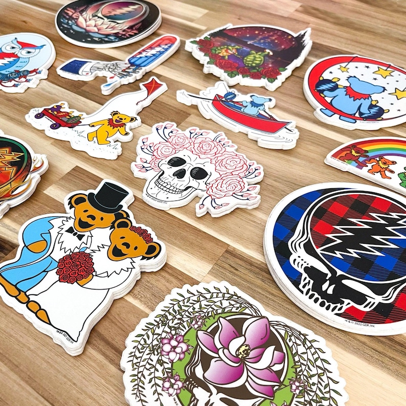 Grateful Dead Wedding Bears Sticker – Dancing Bear Bride Groom Decal, Deadhead Wedding Gift, Vinyl Laptop Water Bottle Sticker