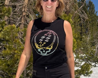 Grateful Dead Sunset Stealie Women's Tank Top, Deadhead Tank, Grateful Dead Women's Shirt, Hippie Summer Tank