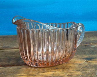 Vintage 1940s Anchor Hocking Queen Mary Ribbed Pink Depression Glass Creamer