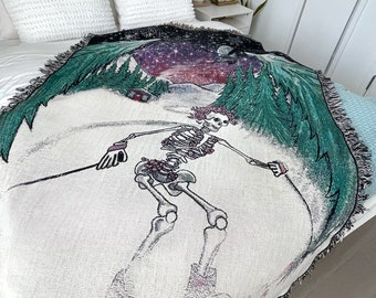 Grateful Dead Skiing Bertha Woven Cotton Blanket