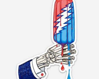 Grateful Dead Rocket Pop Sticker, Deadhead Popsicle Vinyl Decal, Officiële Grateful Dead Sticker