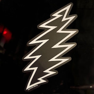 Grateful Dead White Thirteen Point Bolt Transparent Sticker