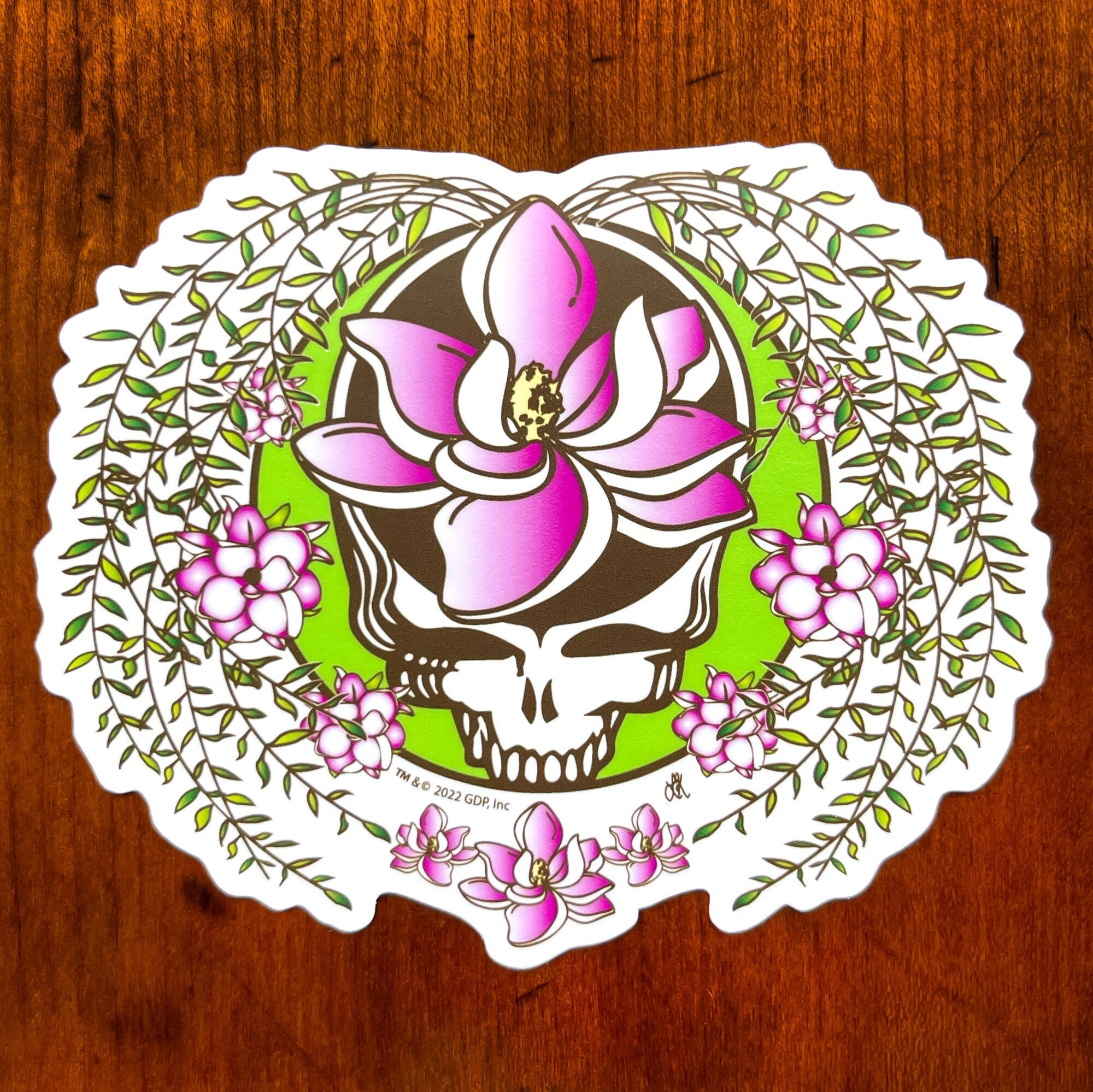 Grateful Dead Sugar Magnolia Stealie Sticker – Floral Skull Vinyl Decal ...