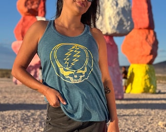 Grateful Dead Yellow Stripes Stealie Flowy Racerback Tank