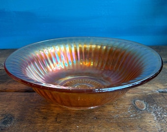 Cuenco de cristal vintage MCM Marigold Amber Carnival Depression Glass Bowl