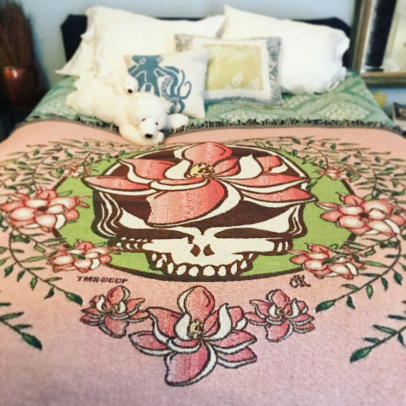 Grateful Dead Pink Sugar Magnolia Stealie Woven Cotton Blanket Etsy