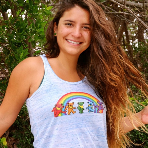 Grateful Dead Rainbow Bears Women's Flowy Racerback Tank