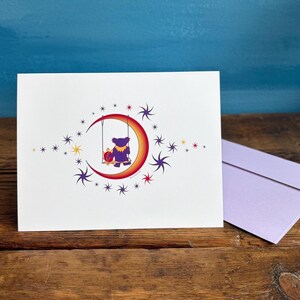 Grateful Dead Terrapin & Bear Moon Swing Greeting Card – Licensed Deadhead Art, Birthday Anniversary Card, Blank Inside, 4x6 Glossy