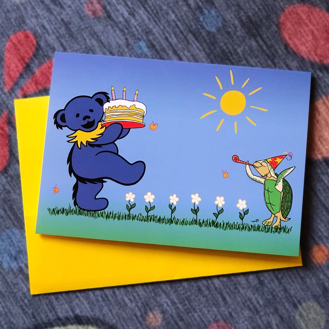 Grateful Dead Birthday Card, Dancing Bear Birthday Card, Grateful Dead ...