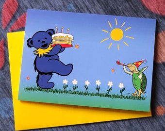 Grateful Dead Birthday Card, Dancing Bear Birthday Card, Grateful Dead Bear Birthday Card
