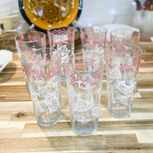 Vintage MCM Hazel Atlas Kitchen Aids Tall Drinking Glasses