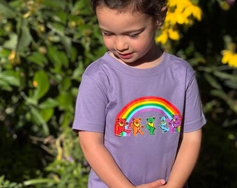 Grateful Dead Rainbow Bears Toddler Shirt, Dancing Bears Kids T-Shirt, Deadhead Kids Tee, Grateful Dead Kids Shirt, Music Fan Gift