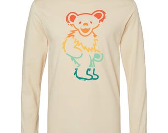 Grateful Dead Retro Stripe Bear Unisex Longsleeve T