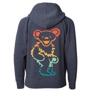 Grateful Dead Dancing Bear Toddler Zip Hoodie – Retro Stripes Kids Hoodie, Deadhead Baby Jacket, Cute Kids Hoodie