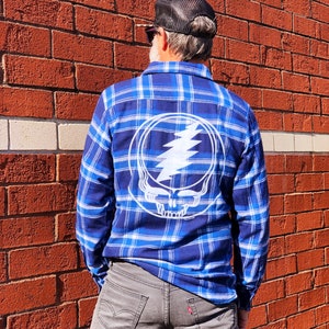 Grateful Dead Steal Your Face Blue & White Men's Flannel