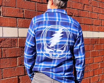 Grateful Dead Steal Your Face Blue & White Men's Flannel