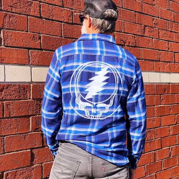 Grateful Dead Steal Your Face Blue & White Men's Flannel