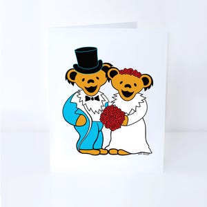 Grateful Dead Wedding Bears Card, Deadhead Wedding Card, Dancing Bears Wedding Greeting, Grateful Dead Wedding Gift Card