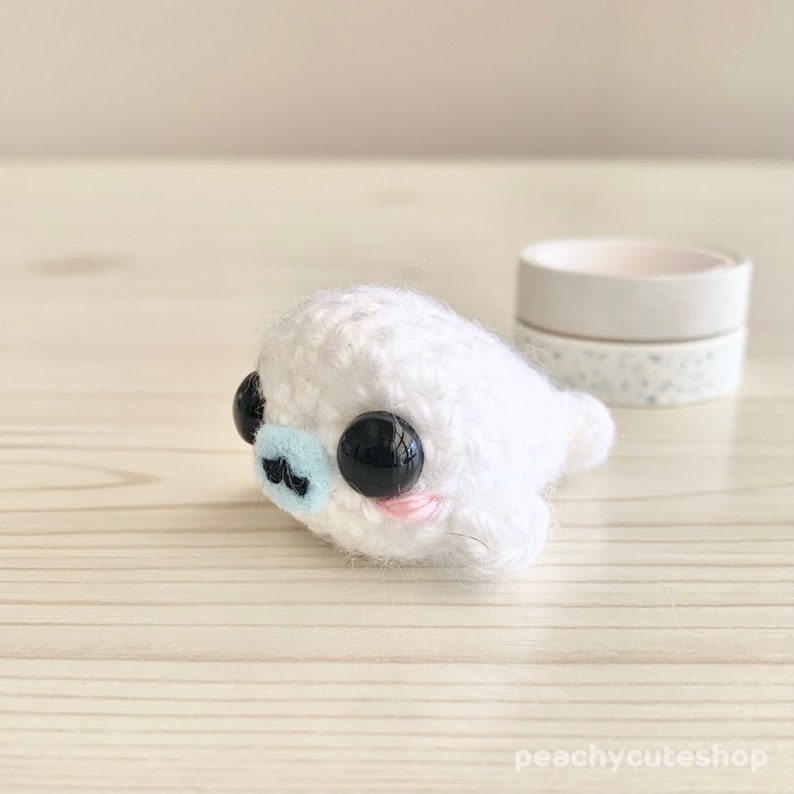 Tiny Seal Kawaii Seal Mamegoma Plush Cute Keychain Crochet Seal Stuffed Animal Seal Keychain Kawaii Plush Cute Desk Accessory image 3