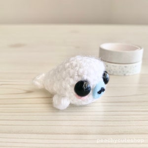 Tiny Seal Kawaii Seal Mamegoma Plush Cute Keychain Crochet Seal Stuffed Animal Seal Keychain Kawaii Plush Cute Desk Accessory image 1