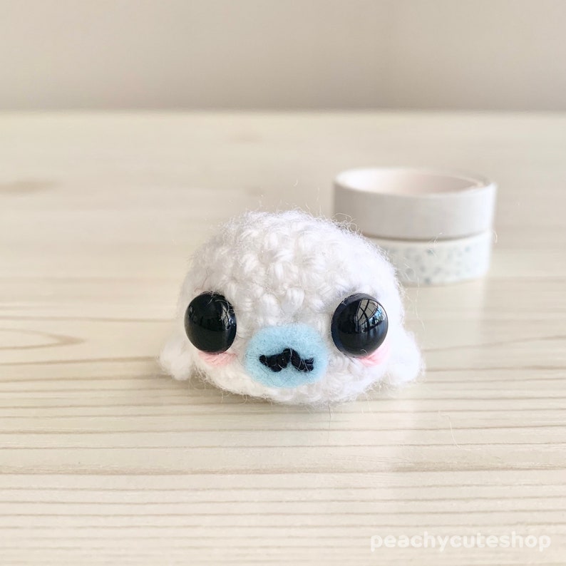 Tiny Seal Kawaii Seal Mamegoma Plush Cute Keychain Crochet Seal Stuffed Animal Seal Keychain Kawaii Plush Cute Desk Accessory image 2