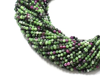 Ruby Zoisite Micro Faceted Beads Strand, Faceted Round 2mm, 13 Inch Long Strands