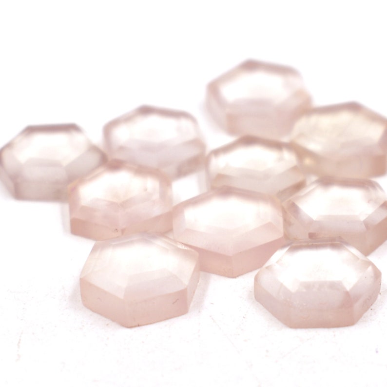 Natürliche Rosenquarz facettierte Phantasie Rosecuts Edelstein Quarz Flache Rückseite Edelstein Cabochon DIY Schmuckherstellung Lose Stein Preis pro Satz Versorgung Bild 2