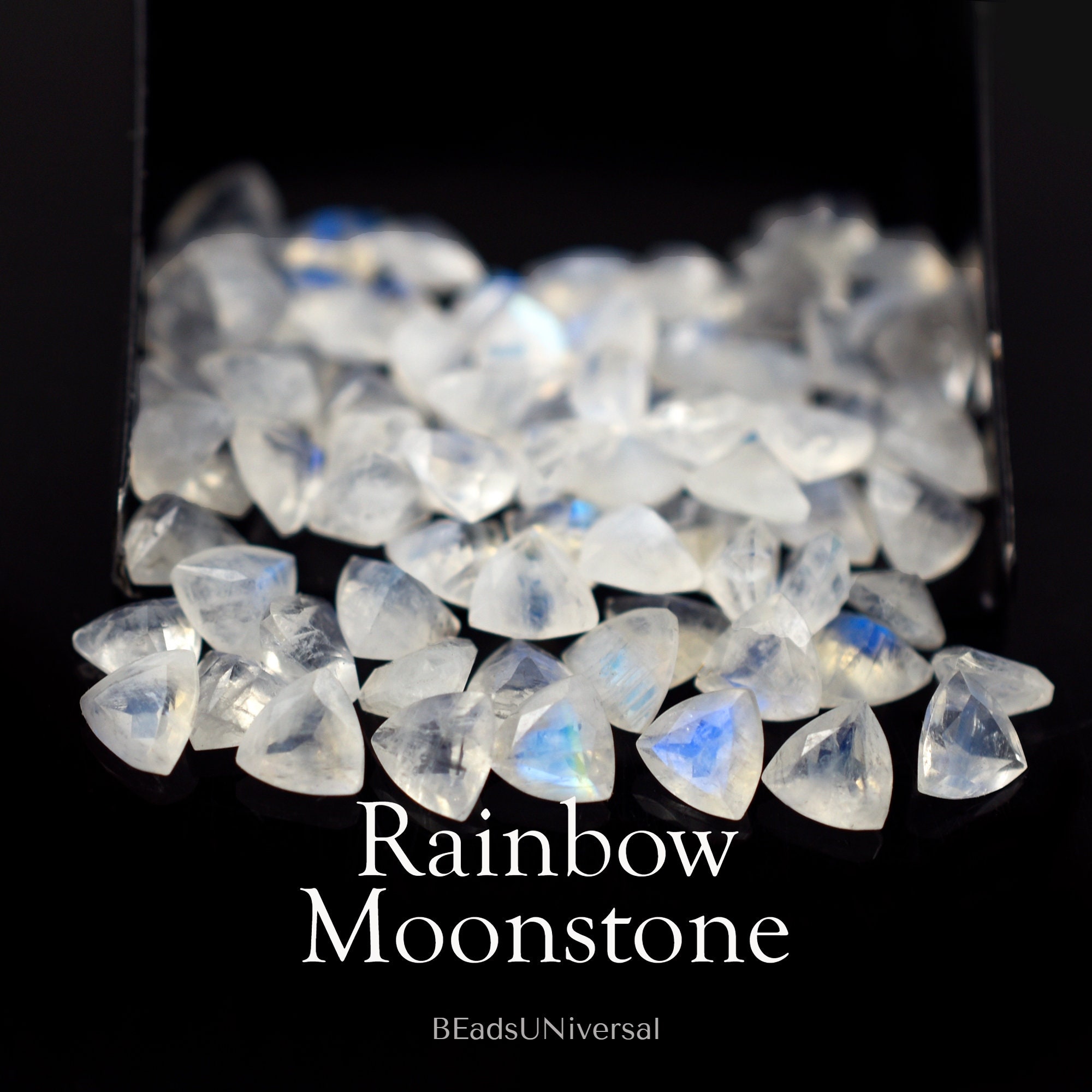 Natural Stone Blue Moonstone Beads Faceted Square Shape Loose For
