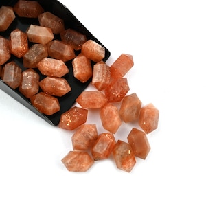 Sunstone Double Termination Pointer for Pendant Making Drilled Gemstone Crystal Bead 6x12 mm Sunstone Wands Sunstone Bullet Jewelry Supply
