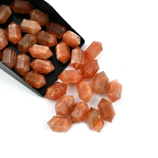 Sunstone Double Termination Pointer for Pendant Making Drilled Gemstone Crystal Bead 6x12 mm Sunstone Wands Sunstone Bullet Jewelry Supply