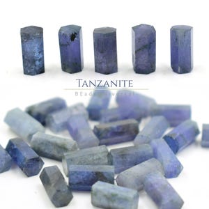 Facetterad Tanzanit Pillar Ädelsten, December Födelsesten - 5 x 10 mm Smyckestillverkningstillbehör bild 1