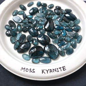 Piedras preciosas sueltas de cianita musgosa natural, cortes de rosa, de 5 x 7 a 8 x 16 mm, facetadas irregulares, para joyería, suministro de cabujón.