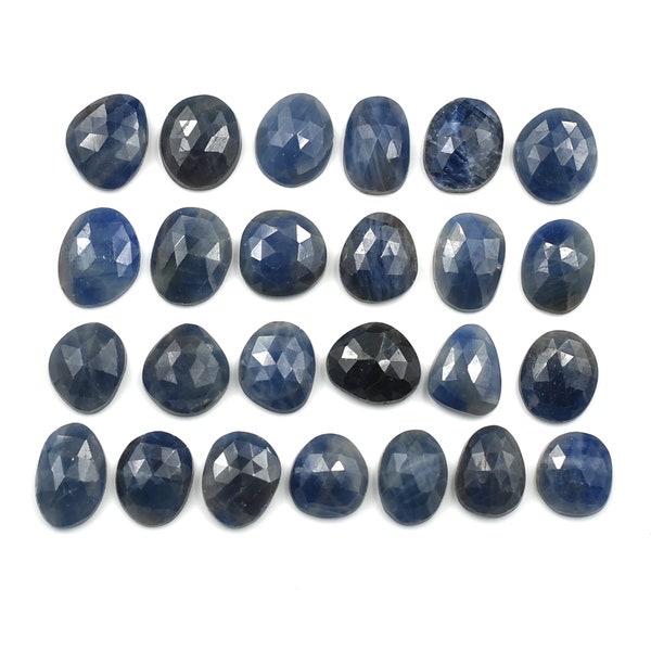 Natural Blue Sapphire Freeform Rose Cut 9X7 to 14X11 mm Loose Gemstone Sappnire Rose Cut Gemstone Making Sapphire Slices Beads Supplies