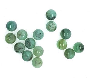 Natural Green Emerald Round Cabochon Gemstone (6mm) for Jewelry Making